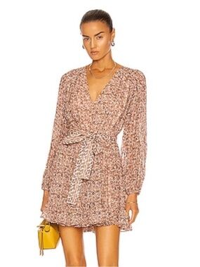New Ulla Johnson Eleni Dress Gardenia 100% Silk Belt Women's Size 0 CC